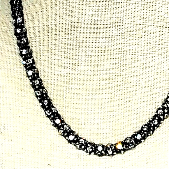 Rhinestone Necklace Chain, Adjustable Length Pewter-tone, New - Picture 3 of 7